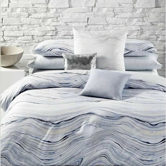 COPY - $285 Calvin Klein Set 3pcs Queen Duvet Cover  quartz-fog 100% Cotton Sa…